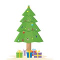 christmast tree and gift box vector illustration design template Royalty Free Stock Photo