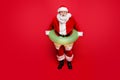 Christmastime December festive night. Full legs body size positi Royalty Free Stock Photo