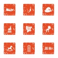 Christmastime icons set, grunge style