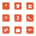 Christmastime icons set, grunge style