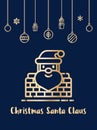 Christms Santa claus in chimney icon with christmas ornament elements hanging background Royalty Free Stock Photo