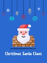 Christms Santa claus in chimney icon with christmas ornament elements hanging Royalty Free Stock Photo