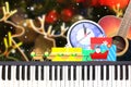 Christnas party music with piano and guitar at midnight time on
