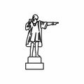 Christopher Columbus sculpture icon, outline style
