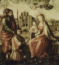 Christopher Columbus, with St Christopher, praying to the Virgin Mary before his first voyage. Anonymous author