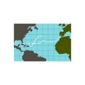 Christopher Columbus voyage icon, flat style