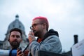 Christopher Wylie, a former director of research at Cambridge Analytica, addresses the crowd at the Fair Vote rally Royalty Free Stock Photo