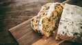 Christstollen, Christmas stollen cake, sweet german seasonl bread