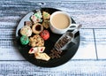 Chritmas cookie plate with coffee Royalty Free Stock Photo