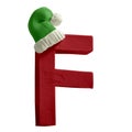 Chritsmas alphabet. Letter F. Handmade with plasticine.