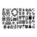 Chritsmas icon pack black and white vector