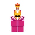 Chritsmas nutcracker with gift box Royalty Free Stock Photo