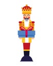 Chritsmas nutcracker with gift box Royalty Free Stock Photo