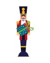 Chritsmas nutcracker with gift box Royalty Free Stock Photo