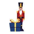 Chritsmas nutcracker with gift box Royalty Free Stock Photo