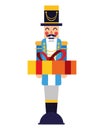 Chritsmas nutcracker with gift box Royalty Free Stock Photo