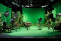 Chroma key compositing green backdrop studio background. Generate Ai