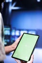 Chroma key tablet scan in server room