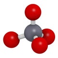 Chromate anion, chemical structure. 3D rendering. Atoms are represented as spheres with conventional color coding: chromium (grey