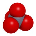 Chromate anion, chemical structure. 3D rendering. Atoms are represented as spheres with conventional color coding: chromium (grey