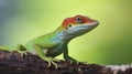 Chromatic Charm - Colorful Carolina anole (anolis) lizard. Generative AI