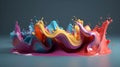 Chromatic color dance in full swing, vibrant paint wave illustration