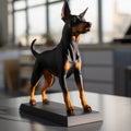 Chromatic Doberman Figurine: A Tattoo-inspired Desk Decor