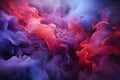 Chromatic fog ballet, Vivid red, blue, purple smoke and mist