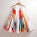 Chromatic Minimalism Watercolor Printed Skirt On White Background
