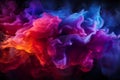 Chromatic mist in darkness, Colorful smoke on black, neon light