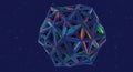 Chromatic polyhedron structure floating in darkness Royalty Free Stock Photo