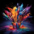 Chromatic Symphony: An Explosion of Paintbrushes and Colors