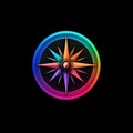 Chromatic Wayfinder A Compass Icon With A Circular Design Featuring Black Background. Generative AI Royalty Free Stock Photo