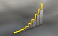 Chrome 3d graph with yellow arrow