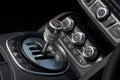 Chrome 6-speed gear shift Royalty Free Stock Photo