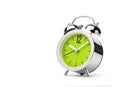 Chrome Alarm clock with green dial Royalty Free Stock Photo