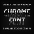 Chrome alphabet font. Metallic effect oblique letters. Royalty Free Stock Photo
