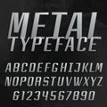 Chrome alphabet vector bold font. Royalty Free Stock Photo