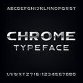 Chrome Alphabet Vector Font. Modern metallic bold letters and numbers Royalty Free Stock Photo