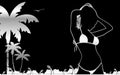 Chrome aluminium retro style tropical hawaii pretty girl background illustration