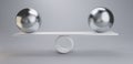 Chrome balls on a scale 3d-illustration light grey white Royalty Free Stock Photo
