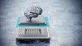 Chrome brain on the CPU installed on the mainboard. 3D illustration Royalty Free Stock Photo