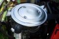 Chrome cap, air filter, old car Royalty Free Stock Photo