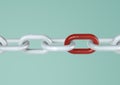 Chrome chain with a blue link