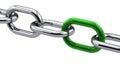 Chrome chain with a green link Royalty Free Stock Photo
