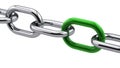 Chrome chain with a green link