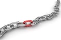 Chrome chain with one different red link Royalty Free Stock Photo