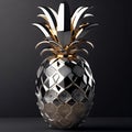 Chrome covered pineapple with dark grey background