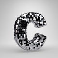 Chrome Disco ball uppercase letter C isolated on white background. 3D rendered alphabet