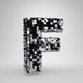 Chrome Disco ball uppercase letter F isolated on white background. 3D rendered alphabet Royalty Free Stock Photo